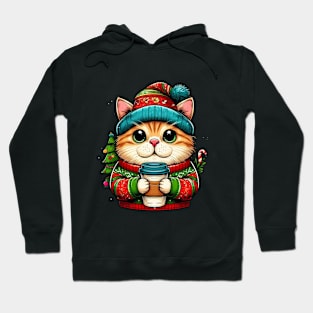 I Love Coffee Christmas And Cats, Cat And Coffee Hoodie